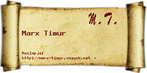 Marx Timur névjegykártya